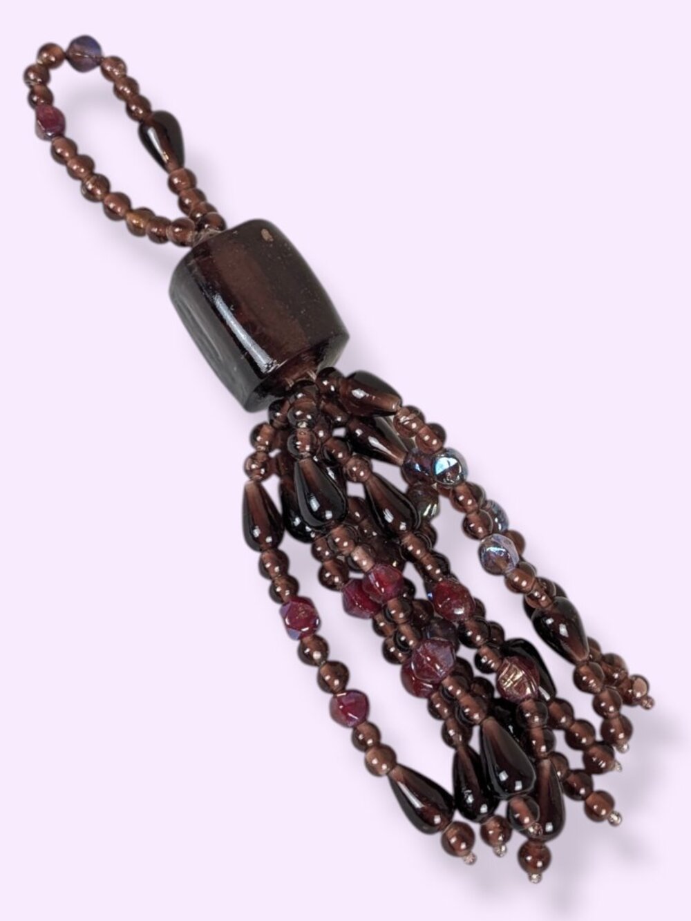 Chunky Red-Purple Glass Decorative Tassel